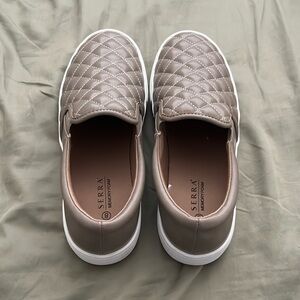 Brown Quilted Slip Ons
